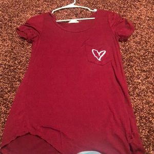 French pastry- maroon shirt with heart and quote